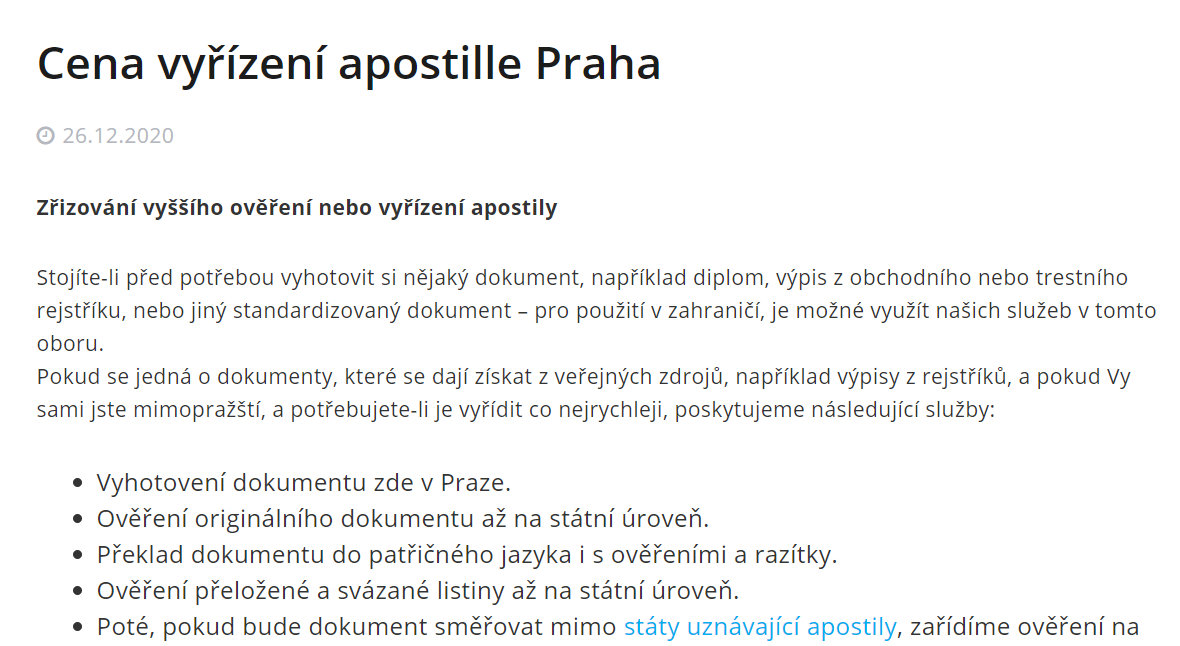 Vyřízení apostille na ministerstvu